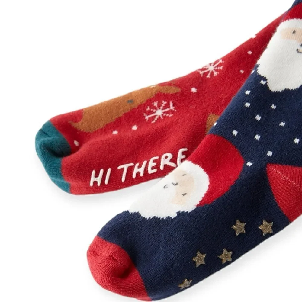ZARA Kids | Red/Navy | TWO-PACK OF SANTA AND REINDEER SOCKS